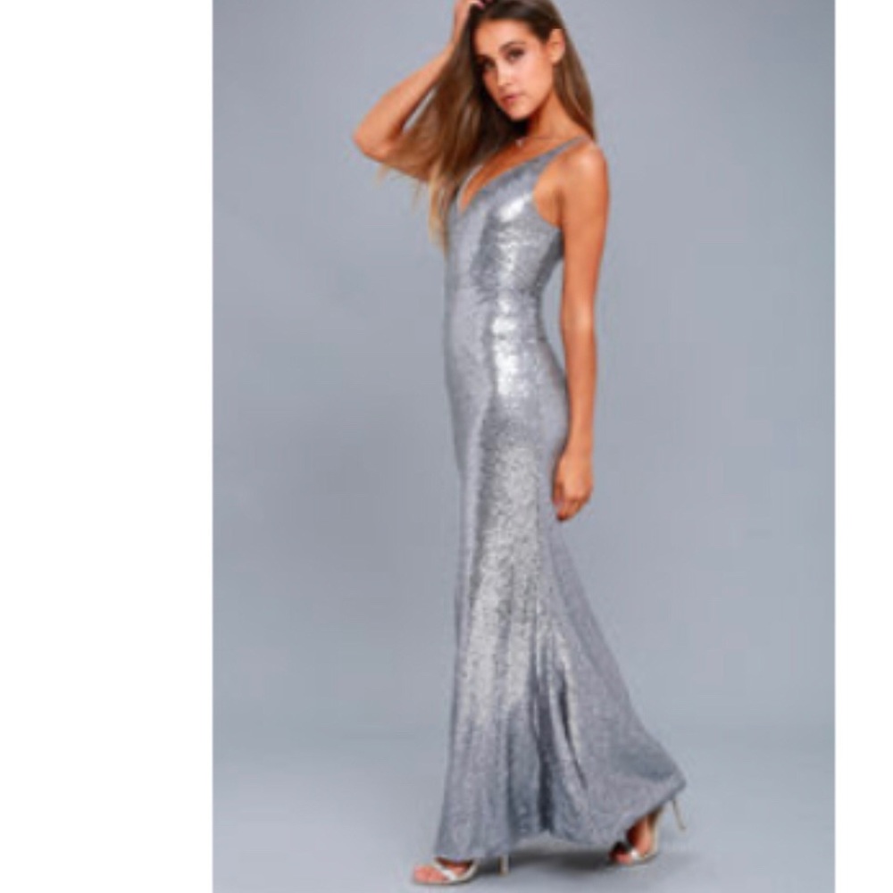 Lulu’s Large Sequin dress Large Pewter/Silver
